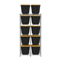 SafeRacks 12 Gallon Storage Bin Rack with Bins - Silver