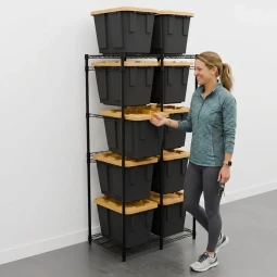 SafeRacks 12 Gallon Storage Bin Rack - Black