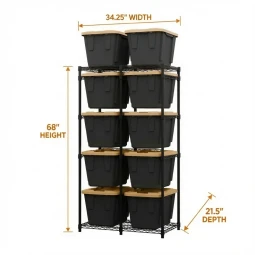 SafeRacks 12 Gallon Storage Bin Rack - Silver