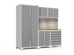 NewAge Pro Series 3.0 White 6 PC Set w/Bamboo Top, LED Lights & Backsplash