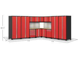 NewAge Pro Series 3.0 Red 16 Piece Corner Set w/Bamboo Top, LED Lights & Backsplash