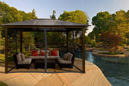 Paragon Outdoor Madrid 10x13 Hard Top Gazebo with Mosquito Netting Paragon Outdoor Madrid 10x13 Hard Top Gazebo with Mosquito Netting