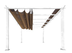 Paragon Outdoor Florence 11x11 White Aluminum Pergola/Cocoa Color Convertible Canopy Paragon Outdoor Florence 11x11 White Aluminum Pergola/Cocoa Color Convertible Canopy
