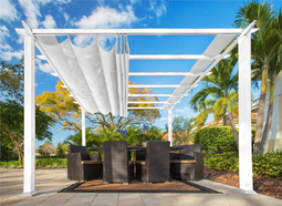 Paragon Outdoor Florence 11x11 White Aluminum Pergola/White Color Convertible Canopy Paragon Outdoor Florence 11x11 White Aluminum Pergola/White Color Convertible Canopy