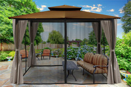 Paragon Outdoor Barcelona 10x12 Gazebo with Coca Top, Mosquito Netting, Privacy Curtains Paragon Outdoor Barcelona 10x12 Gazebo with Coca Top, Mosquito Netting, Privacy Curtains