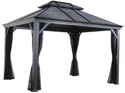 Sojag Mykonos II 10x12 Double Roof Hardtop Gazebo with Mosquito Netting