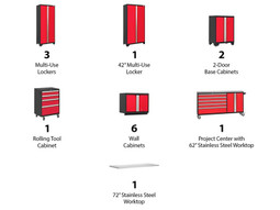 NewAge Bold 3.0 Red 15 PC Set w/Stainless Steel Worktops