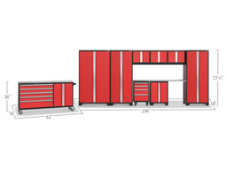 NewAge Bold 3.0 Red 10 PC Set w/Stainless Steel Worktops