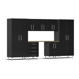 Ulti-MATE Garage 2.0 Series Black Metallic 8-Piece Kit with Bamboo Worktop Ulti-MATE Garage 2.0 Series Black Metallic 8-Piece Kit with Bamboo Worktop