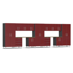 Ulti-MATE Garage 2.0 Series Red Metallic 15-Piece Kit with Dual Workstation