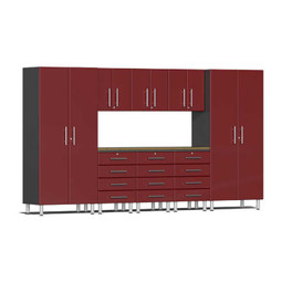 Ulti-MATE Garage 2.0 Series Red Metallic 9-Piece Kit with Bamboo Worktop Ulti-MATE Garage 2.0 Series Red Metallic 9-Piece Kit with Bamboo Worktop