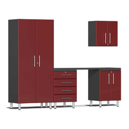 Ulti-MATE Garage 2.0 Series Red Metallic 5-Piece Kit with Workstation Ulti-MATE Garage 2.0 Series Red Metallic 5-Piece Kit with Workstation