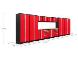 NewAge Bold 3.0 Red 14 Piece Set with Bamboo Worktop & LED Lights