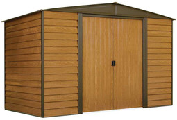 Arrow Woodridge 10 x 6 ft. Steel Storage Shed Coffee/Woodgrain