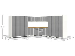 NewAge Pro Series 3.0 White w/Platinum Door 16 Piece Corner Set w/Bamboo Top NewAge Pro Series 3.0 White w/Platinum Door 16 Piece Corner Set w/Bamboo Top
