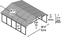 Arrow Carport 20 x 24 x 7 ft - Eggshell