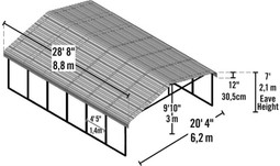 Arrow Carport 20 x 29 x 7 ft - Eggshell
