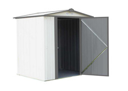 Arrow EZEE Shed Steel Storage 6 x 5 ft. Galvanized Low Gable Cream with Charcoal Trim