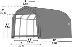 ShelterLogic ShelterCoat 12 x 24 x 9 ft. Garage Barn Gray Cover