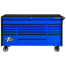 Extreme Tools 72" DX Series 17-Drawer Roller Cabinet - Blue w/Black Drawer Pulls Extreme Tools 72" DX Series 17-Drawer Roller Cabinet - Blue w/Black Drawer Pulls