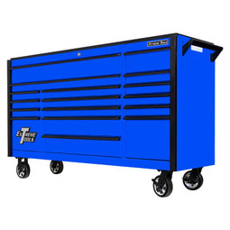 Extreme Tools 72" DX Series 17-Drawer Roller Cabinet - Blue w/Black Drawer Pulls Extreme Tools 72" DX Series 17-Drawer Roller Cabinet - Blue w/Black Drawer Pulls