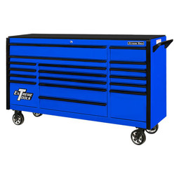 Extreme Tools 72" DX Series 17-Drawer Roller Cabinet - Blue w/Black Drawer Pulls Extreme Tools 72" DX Series 17-Drawer Roller Cabinet - Blue w/Black Drawer Pulls