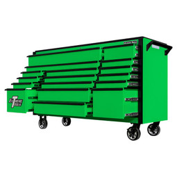 Extreme Tools 72" DX Series 17-Drawer Roller Cabinet - Green w/Black Drawer Pulls Extreme Tools 72" DX Series 17-Drawer Roller Cabinet - Green w/Black Drawer Pulls
