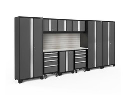 NewAge Bold 3.0 Grey 10 Piece Set w/Stainless Steel Worktop, LED Lights & Backsplash