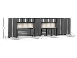 NewAge Bold 3.0 Grey 15 PC Set w/Stainless Steel Worktops, LED Lights & Backsplash NewAge Bold 3.0 Grey 15 PC Set w/Stainless Steel Worktops, LED Lights & Backsplash