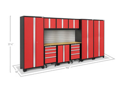 NewAge Bold 3.0 Red 10 Piece Set w/Bamboo Worktop, LED Lights & Backsplash