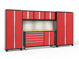 NewAge Bold 3.0 Red 6 PC Set w/Bamboo Worktop, LED Lights & Backsplash