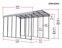 Arrow RV Carport, 14 x 29 x 14 - Charcoal