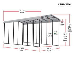 Arrow RV Carport, 14 x 33 x 14 - Eggshell