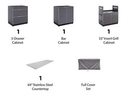 NewAge Aluminum Slate 4 Piece Outdoor Kitchen Set with Countertops & Covers NewAge Aluminum Slate 4 Piece Outdoor Kitchen Set with Countertops & Covers