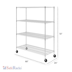 SafeRacks 72"H x 60"W x 24"D 4-Tier NSF Wire Shelving SafeRacks 72"H x 60"W x 24"D 4-Tier NSF Wire Shelving