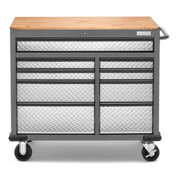 Gladiator 41" 9 Drawer Mobile Tool Workbench with Solid Wood Top