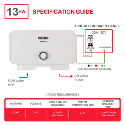 Atmor 13000Watts/240V Electric Tankless Water Heater Atmor 13000Watts/240V Electric Tankless Water Heater