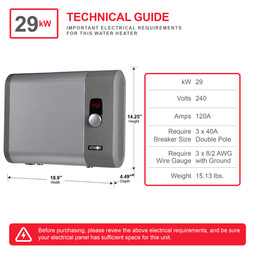 Atmor 29kW 5.4 GPM Electric Tankless Water Heater Atmor 29kW 5.4 GPM Electric Tankless Water Heater