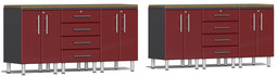Ulti-MATE Garage 2.0 Series Red Metallic 8-Piece Dual Workstation Set