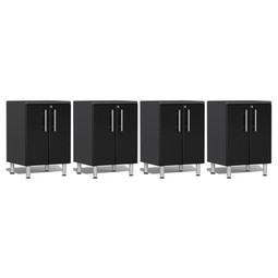 Ulti-MATE Garage 2.0 Series Black Metallic 4-Piece 2-Door Base Cabinet Set