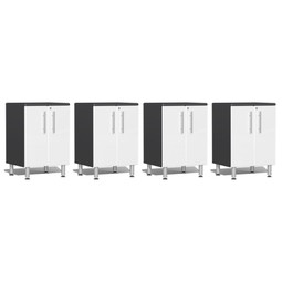 Ulti-MATE Garage 2.0 Series White Metallic 4-Piece 2-Door Base Cabinet Set