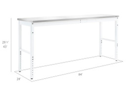 NewAge Pro Series 84" Adjustable Height Stainless Steel Workbench - White