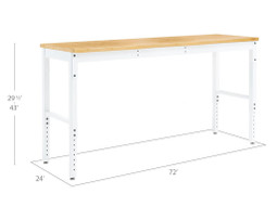 NewAge Pro Series 72" Adjustable Height Bamboo Workbench - White NewAge Pro Series 72" Adjustable Height Bamboo Workbench - White