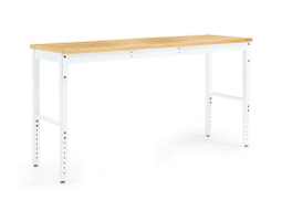 NewAge Pro Series 72" Adjustable Height Bamboo Workbench - White NewAge Pro Series 72" Adjustable Height Bamboo Workbench - White