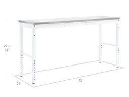 NewAge Pro Series 72" Adjustable Height Stainless Steel Workbench - White NewAge Pro Series 72" Adjustable Height Stainless Steel Workbench - White