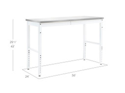 NewAge Pro Series 56" Adjustable Height Stainless Steel Workbench - White NewAge Pro Series 56" Adjustable Height Stainless Steel Workbench - White