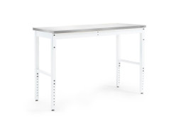 NewAge Pro Series 56" Adjustable Height Stainless Steel Workbench - White NewAge Pro Series 56" Adjustable Height Stainless Steel Workbench - White