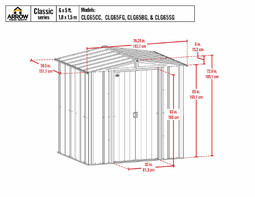 Arrow Classic Steel Storage Shed 6x5 - Charcoal