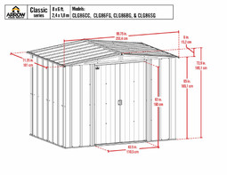 Arrow Classic Steel Storage Shed 8x6 - Charcoal