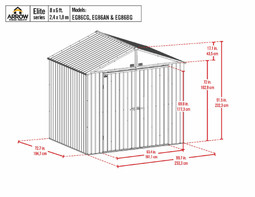Arrow Elite Steel Storage Shed 8x6 Blue Grey